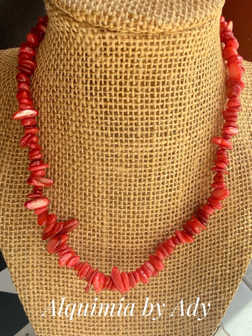 Alquimia Vibrant Red Coral Chip Necklace